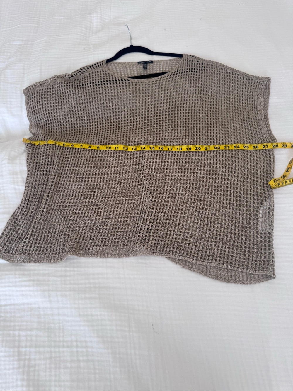 Eileen Fisher Organic Linen Bateau Neck Open Weave Sweater in Taupe - Picture 6 of 6